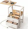 Faesun Night Stand with Charging Station & Swivel Top, Oak White