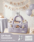 Blissful Diary Flannel Diaper Caddy Organizer & Gift Packaging,Light Purple