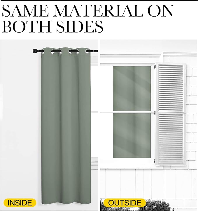 NICETOWN Greyish Green Blackout Curtains 102" Long - Image 6