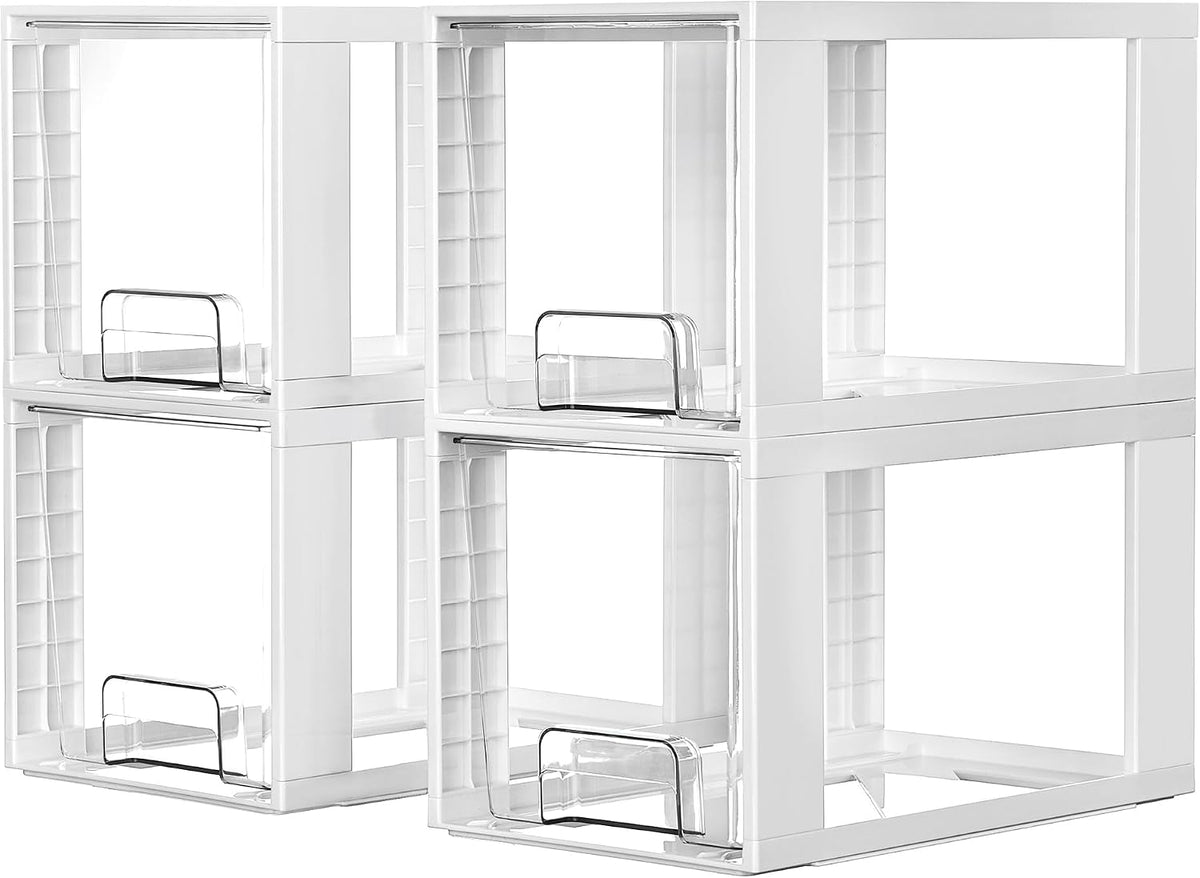 Vtopmart 4 Pack Large Stackable Storage Drawers, Black