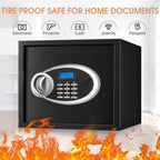 1.8 Cuft Fire proof Safes for HOME USE, Anti-Theft Digital Personal Security Safety Box with Electronic Keypad and Spare Keys, Home Safes Fireproof Waterproof for Money Medicine Document Valuables