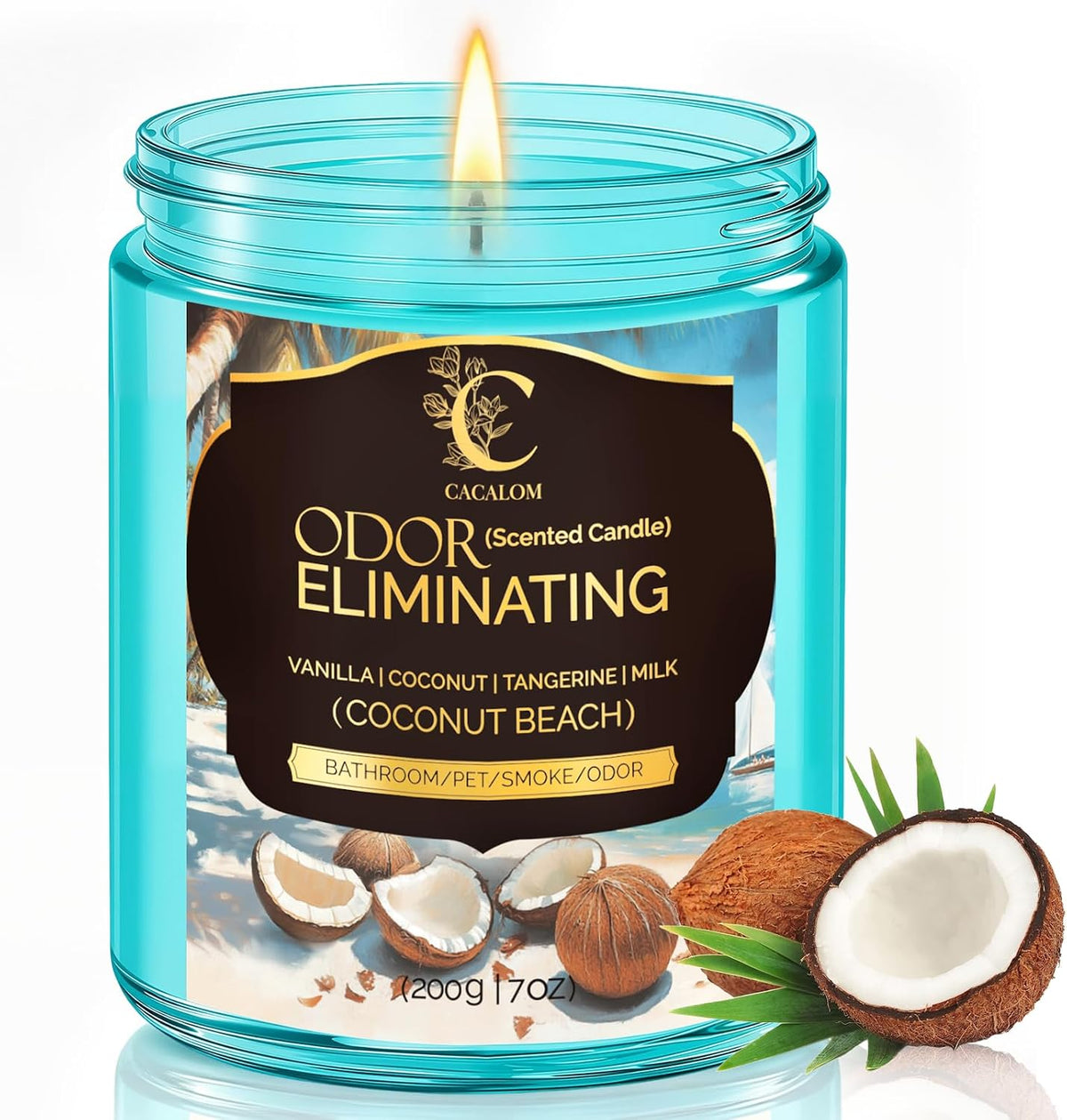 C
CACALOM
Odor
Eliminating
Candle,
Home
Scented
Candles,
Coconut
Beach,
7oz