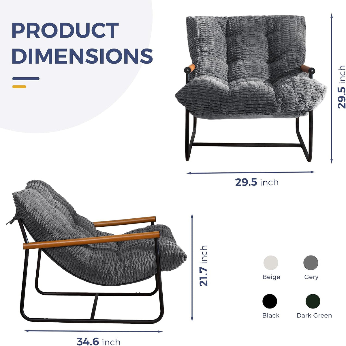 MAXYOYO Modern Accent Chair, Tufted Living Room Chair with Metal Frame