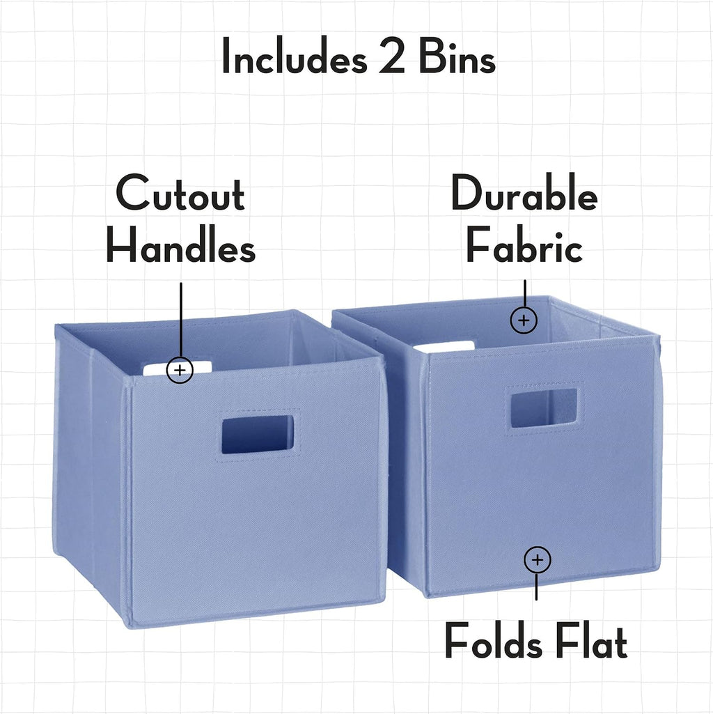 RiverRidge Folding Storage Bins - 2-pack of 10in Tall Periwinkle Blue Cubes