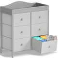 BOLUO Changing Table Dresser with 6 Fabric Drawers, Baby Dresser with Changing Table Top Diaper Changing Station with Storage for Nursery Modern Grey