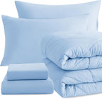 NTBAY Twin Microfiber Bed in a Bag, Comforter Set with Sheet 5 Piece, Aqua