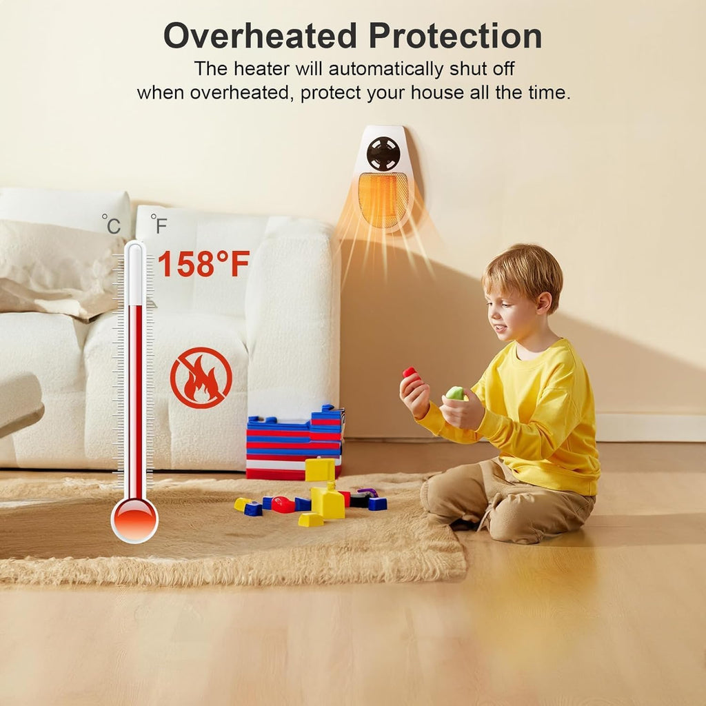 Smart Plug in Heater for Indoor Use,450W Wall Outlet Space Heater
