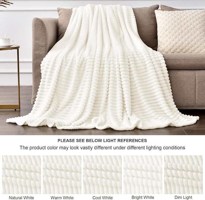 BEDELITE Fleece Blanket Queen Size – 3D Ribbed Jacquard Soft and Warm - Image 5