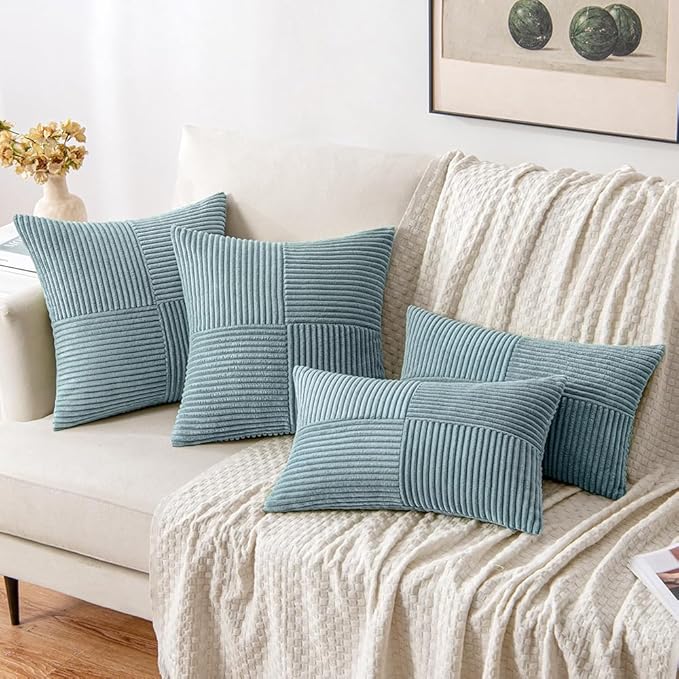 MIULEE Sky Blue Decorative Euro Sham Pillow Covers 24x24 Inch - Image 4