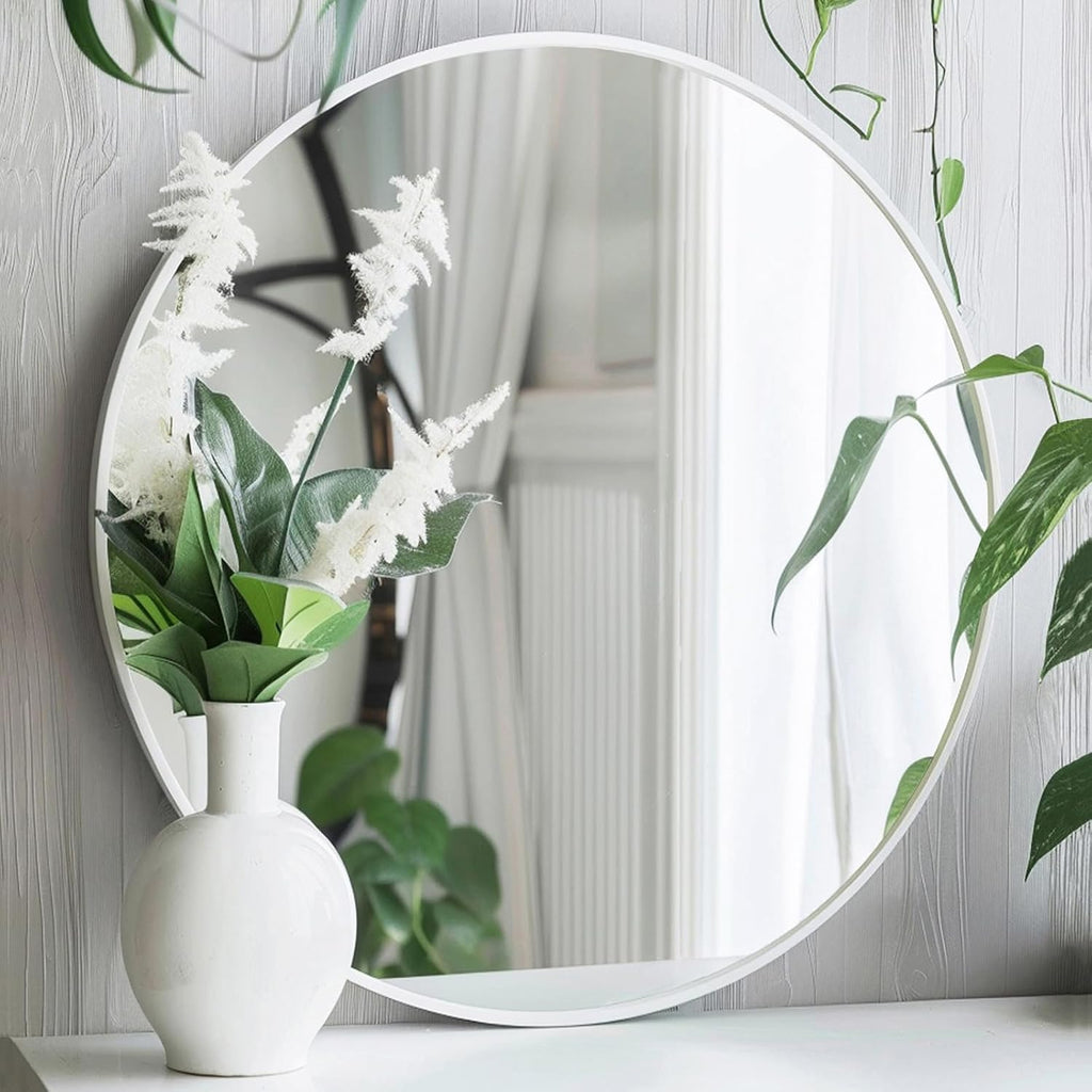 Sunniry Gold Round Mirror, 24 inch Circle Mirror, Brushed Gold Metal Frame