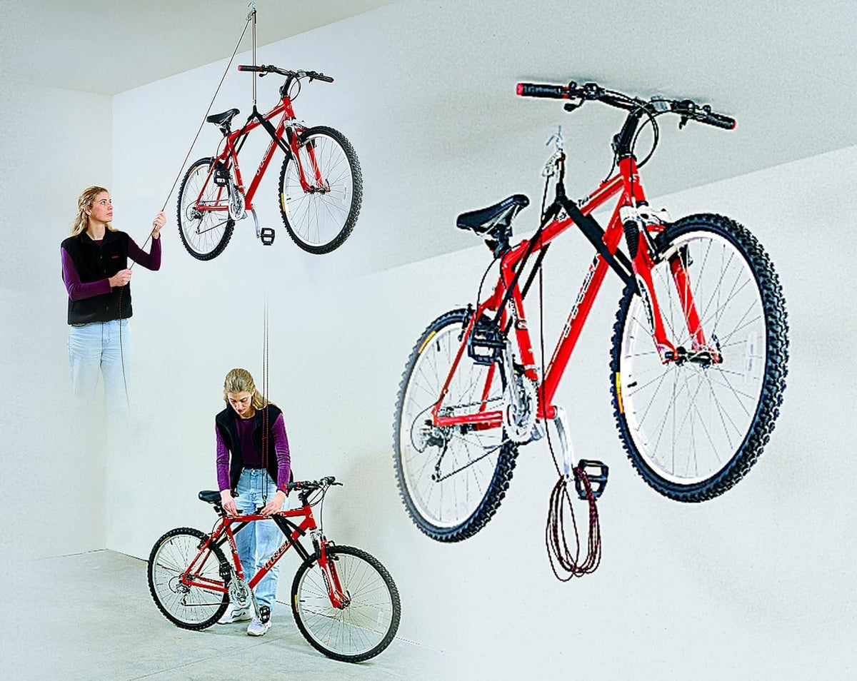HARKEN Ceiling Mounted Garage Storage Pulley System Racks for Bikes, Boxes, 45lb Max, 16ft, 7800.16