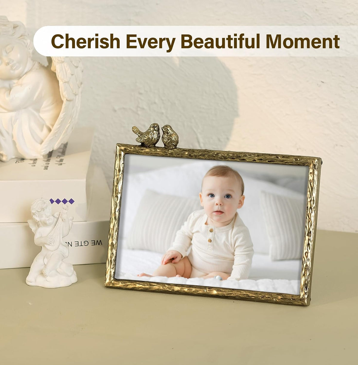 4x6 Antique Gold LoveBirds Picture Frame, Horizontal