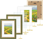 Golden State Art,9x12 Ornate Picture Frame Holds 6x8 Photo,Green Gold
