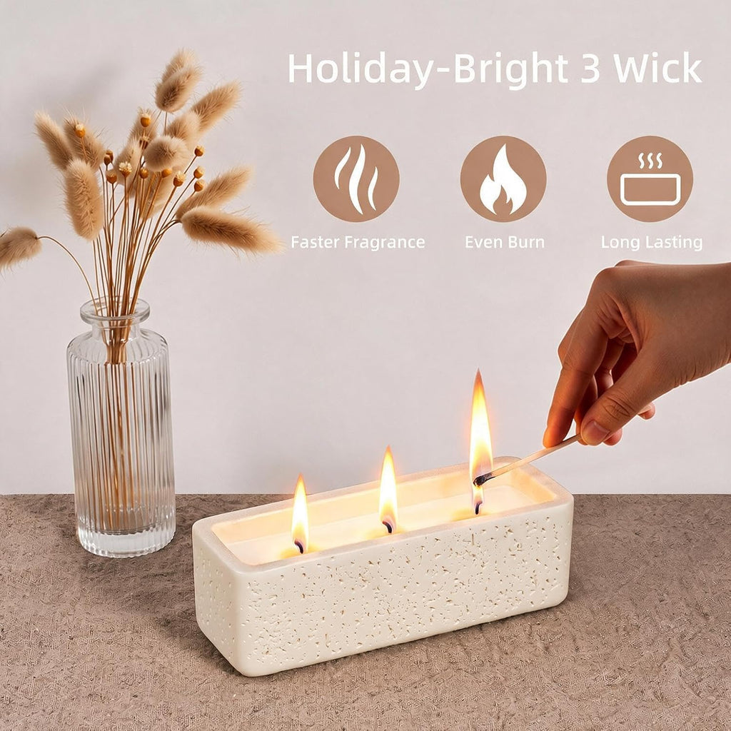 Viyffo 15oz Large Scented Candle - Vanilla Dreamscape, 3 Wick Non Toxic Soy Candles for Women, Matte Ivory White Ceramic Jar Perfect for Luxury Home Fragrance, Elegant Room Decor & Premium Gift