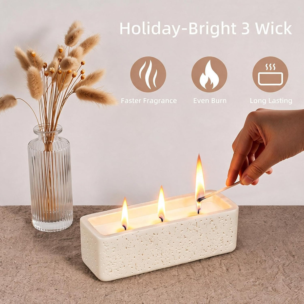Viyffo 15oz Large Scented Candle - Vanilla Dreamscape, 3 Wick Non Toxic Soy Candles for Women, Matte Ivory White Ceramic Jar Perfect for Luxury Home Fragrance, Elegant Room Decor & Premium Gift