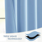 MIULEE Sky Blue Back Tab Blackout Curtains 102 Inch Long 2 Panels Set - Image 7
