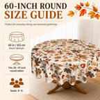 Fall Round Tablecloth 60 Inch Fruit Maple Leaves Table Cloth Thanksgiving Harvest Table Decorations Autumn Table Cover for Holiday Kitchen Dining Party Season Decor