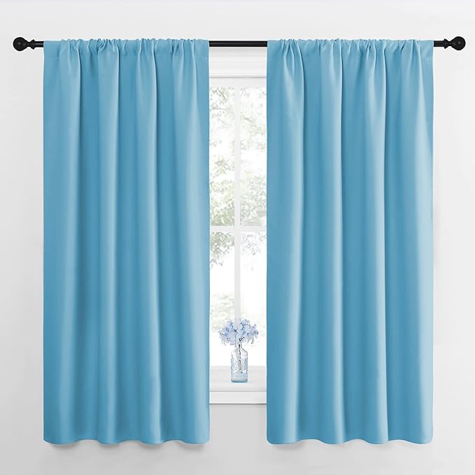 NICETOWN Window Curtains for Bedroom, Teal Blue, 2 Panels, W42 x L48 -Inch by NICETOWN