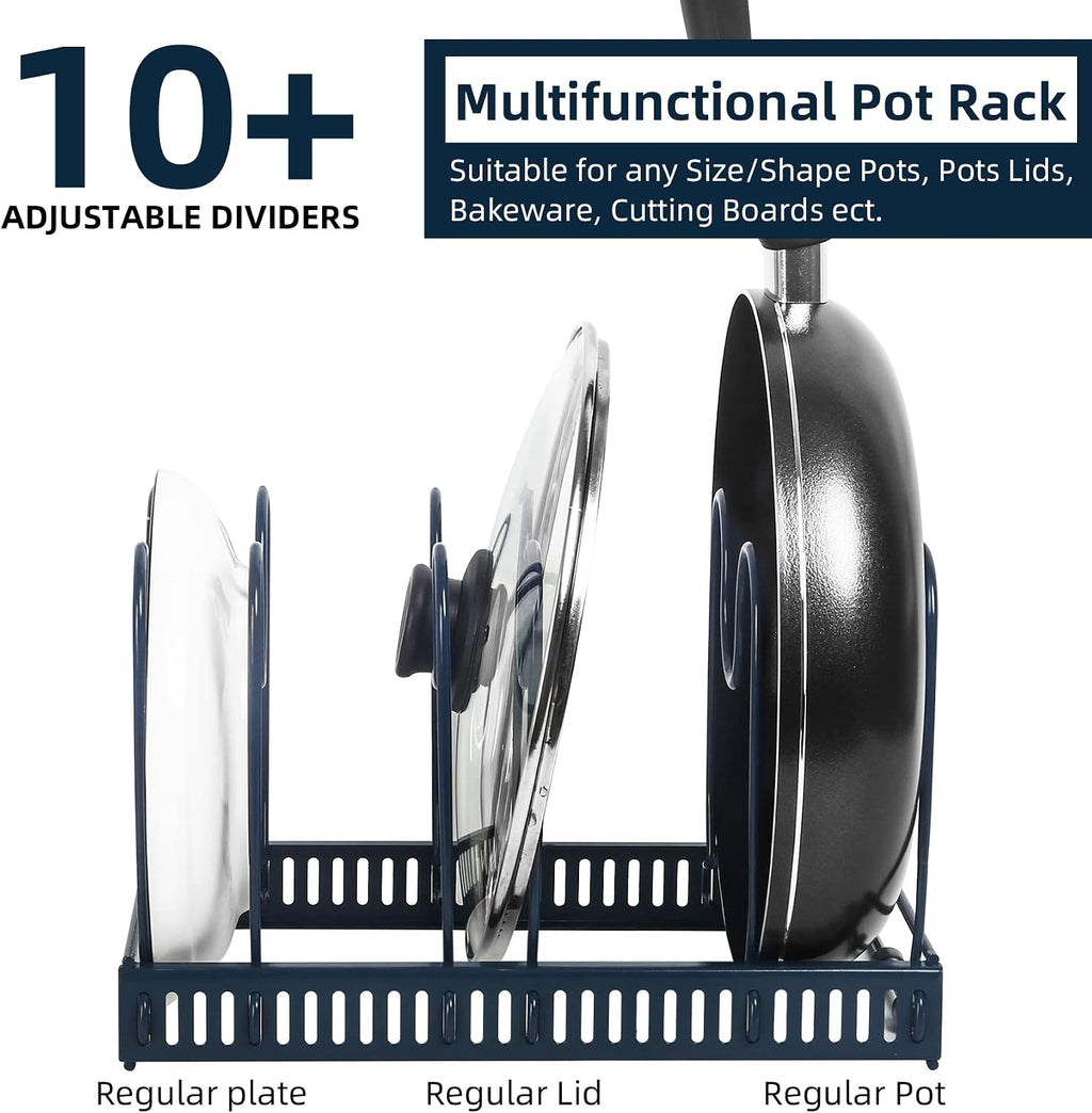ROOHUA Pot and Pan Lid Organizer Rack for Under Cabinet, 12"-23" Expandable