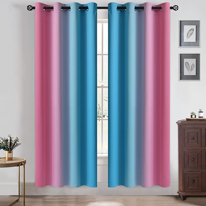 Yakamok Ombre Pink and Blue Curtains - Image 2