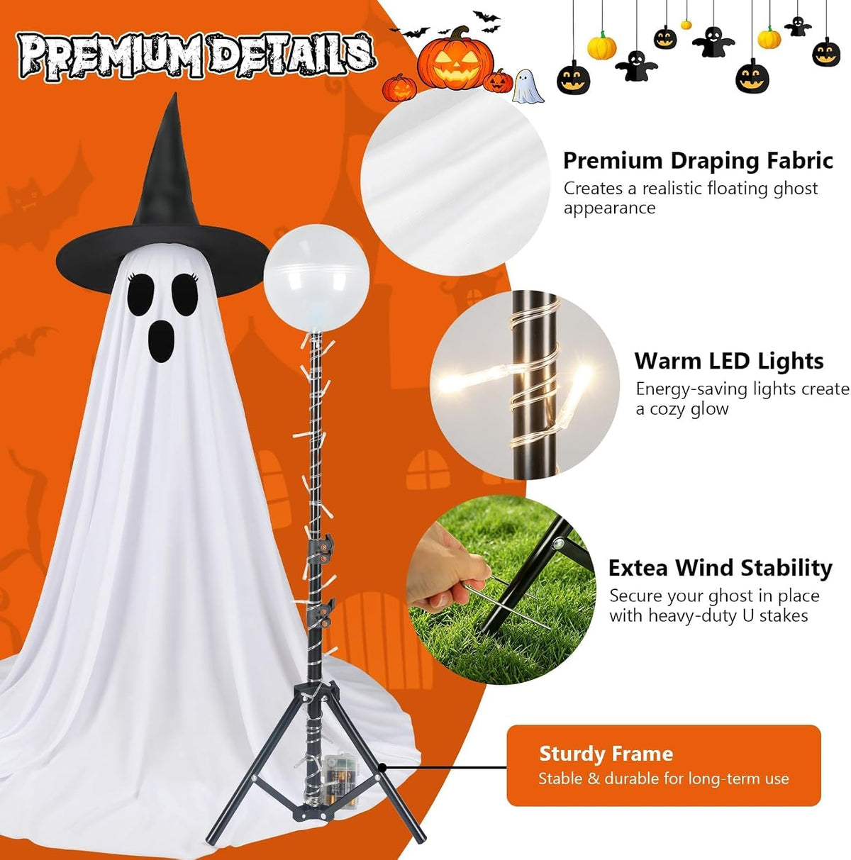 Halloween Ghost Decorations, 2 Pack 5FT Lighted Ghosts with Remote
