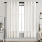 Beige White Linen Curtains 72 Inch Length by Nanspring