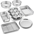 P&P CHEF 9 PCS Baking Pans Sheets, Stainless Steel Bakeware Set for Cooking