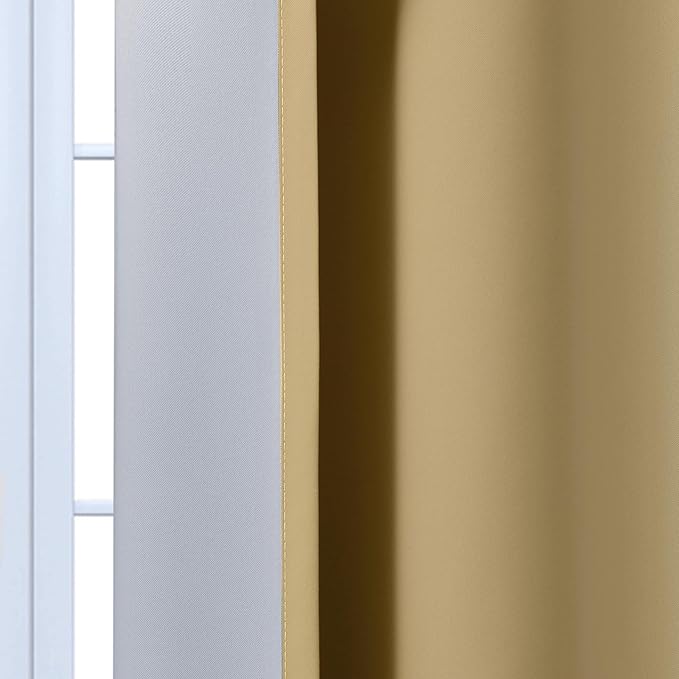 Yakamok Beige and Greyish White Ombre Curtains, Room Darkening Gradient Color - Image 7