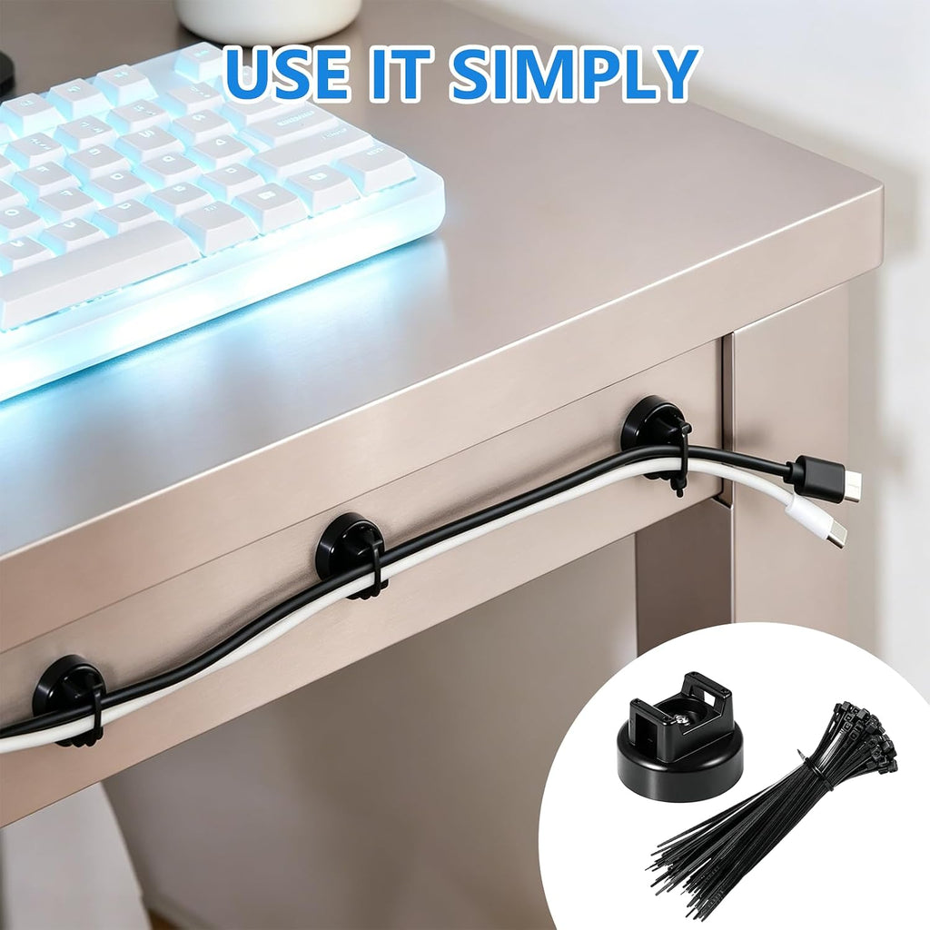 260 Pcs Magnetic Zip Tie Holder Set, 30 Magnet Zip Tie Mount with 230 Cable Ties for Wire Management Clips