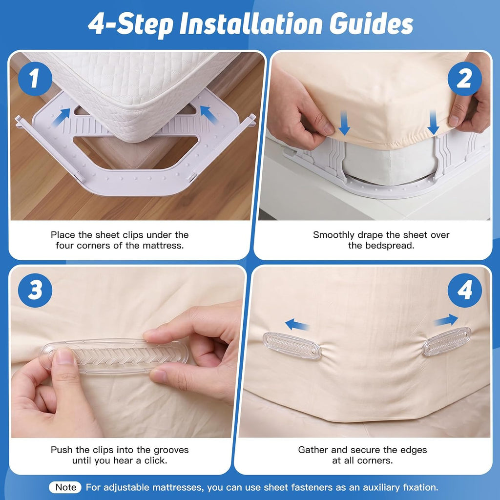 FACIACC 4Pcs Bed Sheet Holder for Corners, Upgrade Fitted Sheet Holder