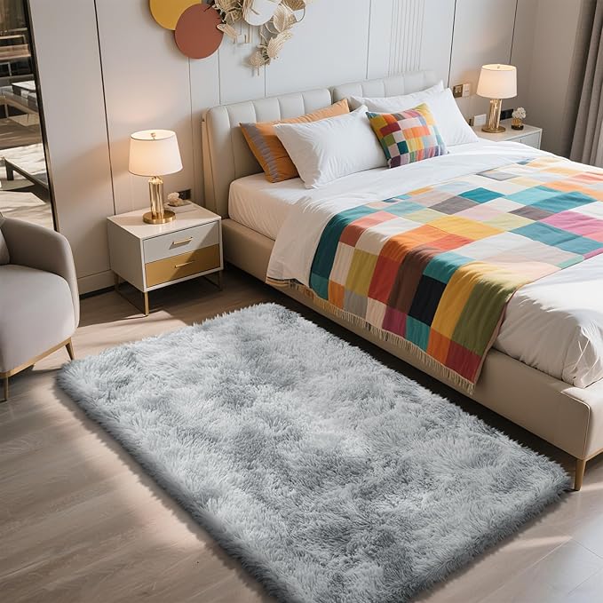Shag Area Rug for Bedroom 3x5, Fluffy Area Rugs for Living Room, Soft Fuzzy Rug by yulidayang