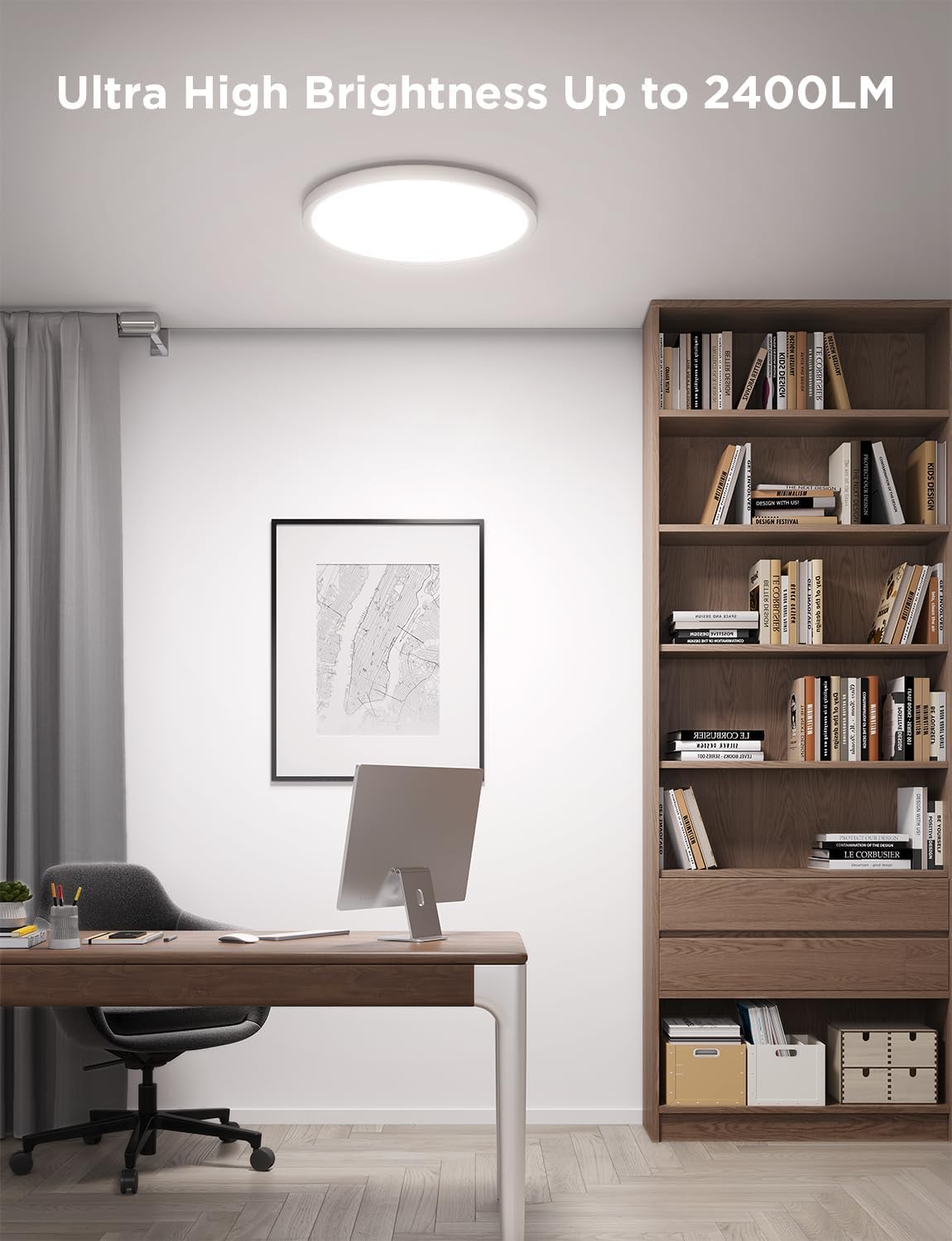 Govee Smart Ceiling Light, RGBIC 2400LM 2700K-6500K 12 Inch 1 Pack White
