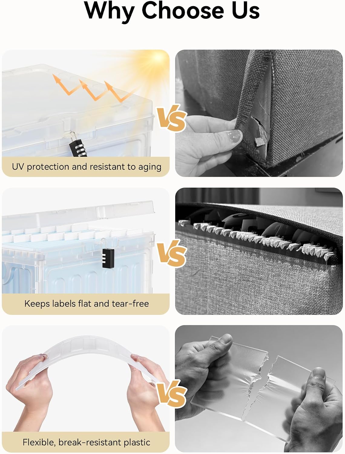 Lockable Plastic File Box with Lid for Letter-Size
