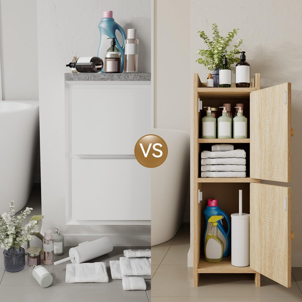IBUYKE Small Bathroom Storage Cabinet Narrow Toilet Paper Holder UWBS001N