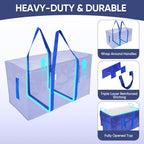 TICONN 8 Pack Extra Large Moving Bags Heavy Duty with Zippers & Carrying Handles, Durable Storage Bags Moving Boxes for Closet Organizers and Storage (8 Pack, Blue)