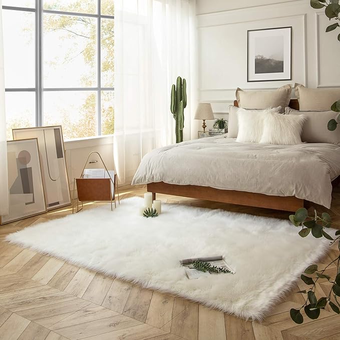 Ashler Faux Fur Rug, Fluffy Shaggy Area Rug Ultra Soft 5 x 7 Feet Rectangle Fur - Image 9