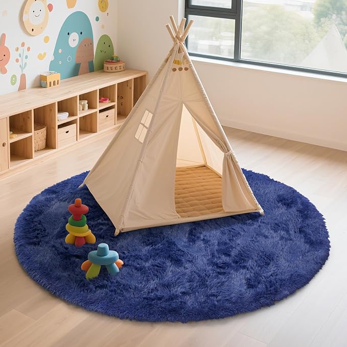 yulidayang Blue Fluffy Round Area Rugs - Image 5