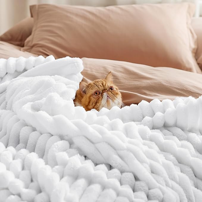 Bedsure GentleSoft White Fleece Blanket - Image 4