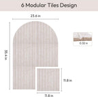 Large Arched Felt Bulletin Board, 35x24 Inch, with 6 Customizable Adhesive Tiles and Pins, for Office Wall Decor, Photo Display (Beige, Arched - 35 x 24 Inches)