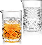 Cocktail Mixing Glass, 22oz Crystal Pitcher Thick Base Design Bartending Glasses - Barware Essentials