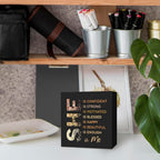 Black Gold She Is Me Wooden Box Sign Desk Decor, Inspirational Decorative Signs Decor for Office Bedroom, Postive Affirmations Home Shelf Desk Decor, Inspirational Desk Decor 5x5 Inch