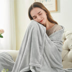 BEDELITE Fleece Blanket Light Grey Throw Blankets - Image 2