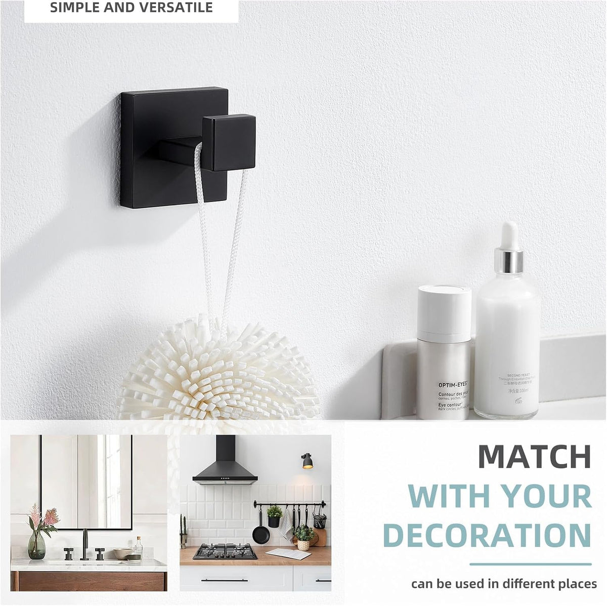 Angle Simple Towel Hook Matte Black, Coat Robe Hook, Bathroom Towel Hanger