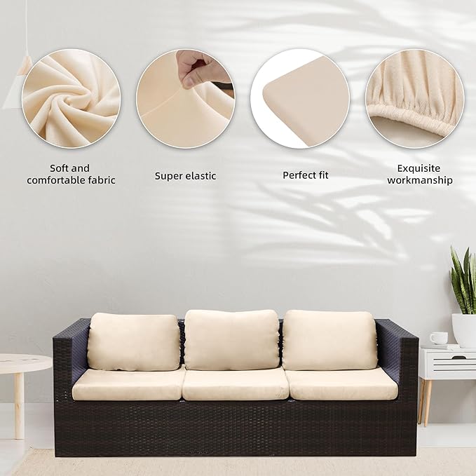 8Pcs Stretch Velvet Patio Cushion Cover, - Image 3