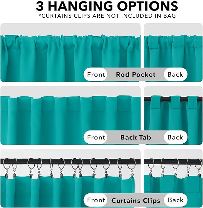 Deconovo Blackout Curtains, Thermal Insulated, W42 x L63 2 Panels, Back Tab - Image 2
