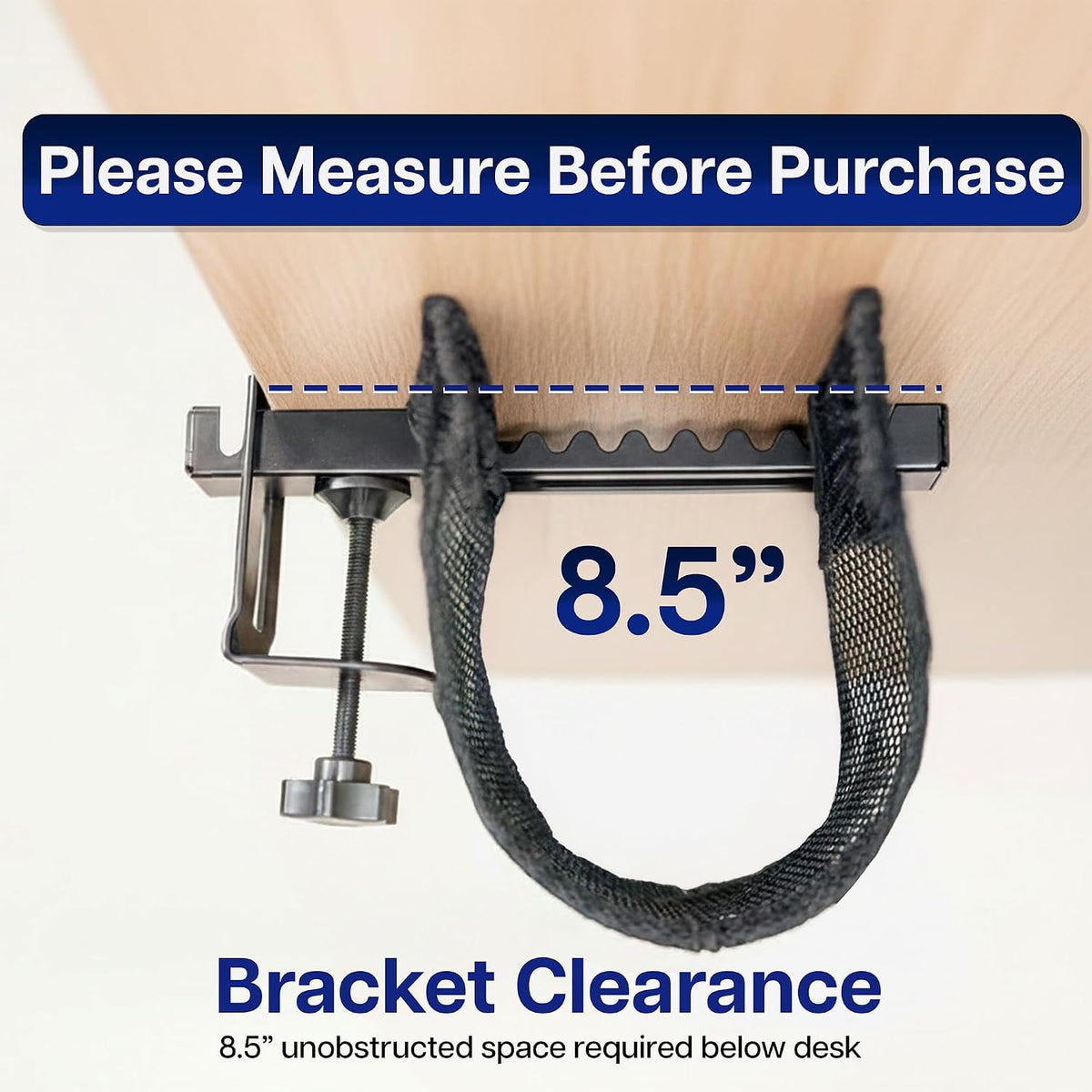 VIVO Clamp-on Mesh Net Cable Management Holder, 44", Holds 11 lbs
