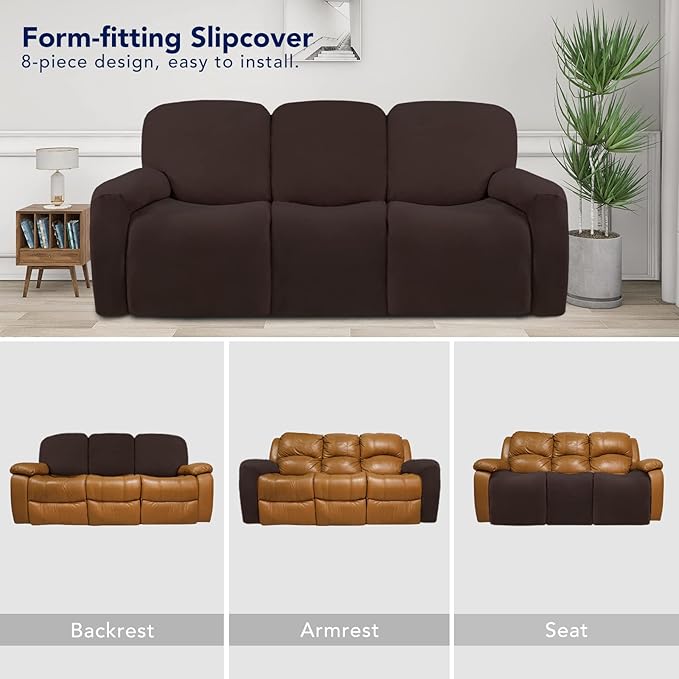 PureFit Super Stretch 3 Seats Recliner Chair Sofa Couch Cover - Image 4