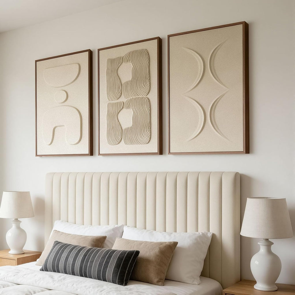 Thalasse Large 3-Piece 3D Textured Wall Art for Living Room, 24x36 Inch