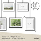 Umbra Exhibit Picture Frame Set, Adjustable Wall Mount, Set of 5, Black