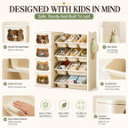 Toy Storage Organizer and Bookshelf with Drawers, Large 3-Tier, Beige